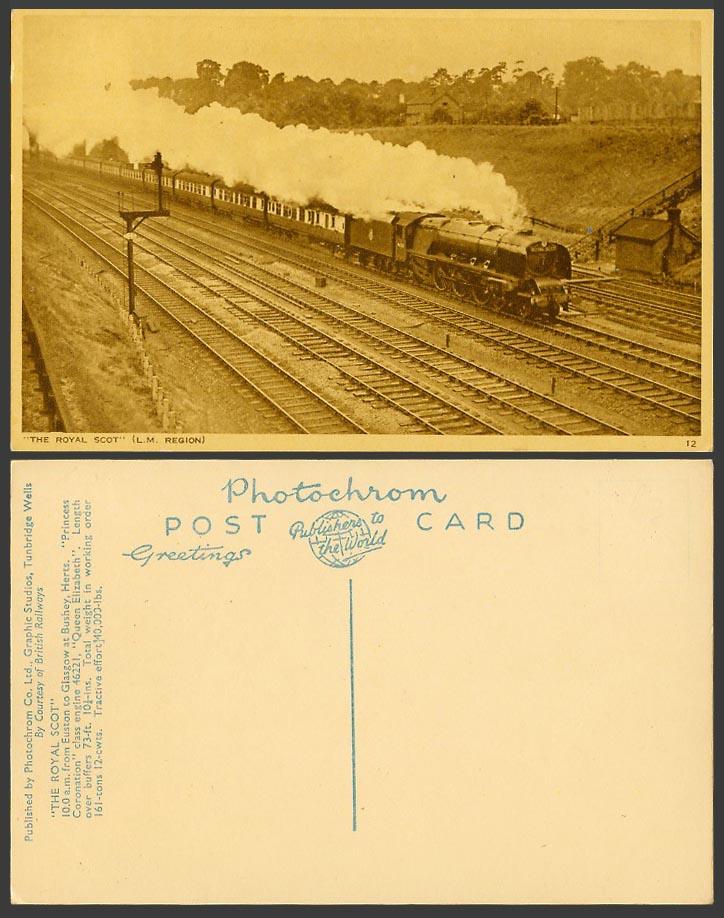 The Royal Scot L.M. Region Locomotive Train at Bushey Herts Railway Old Postcard