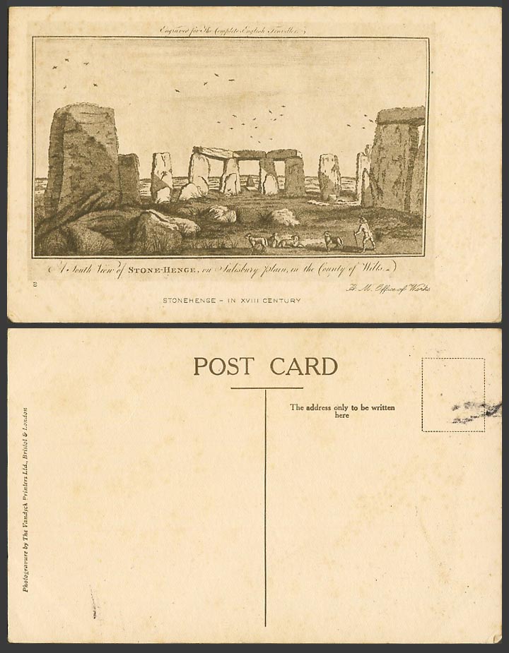 Stonehenge South, XVIII Century Salisbury Plain County of Wiltshire Old Postcard