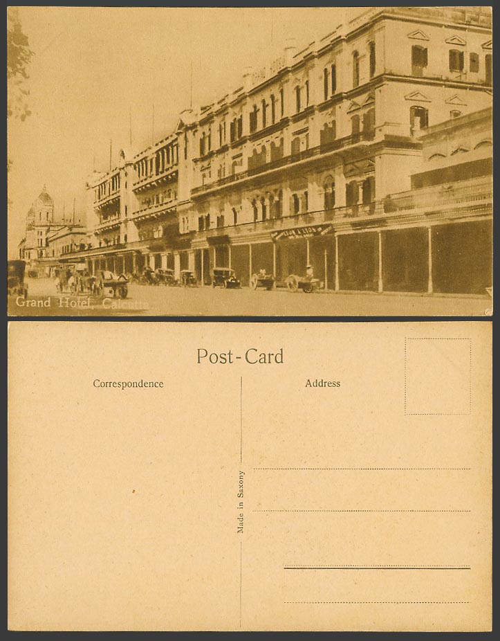 India Old Postcard Grand Hotel Calcutta Street Scene Mitchell & Co. Lyon & Lyon