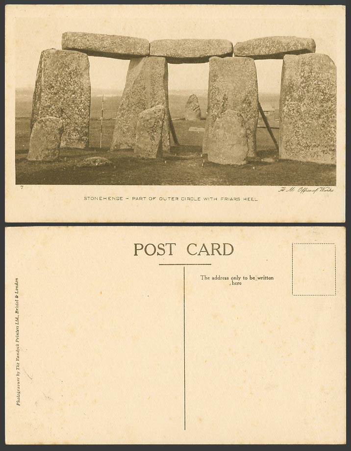 Stonehenge Part of Outer Circle with FRIARS HEEL Old Postcard HM Office of Works