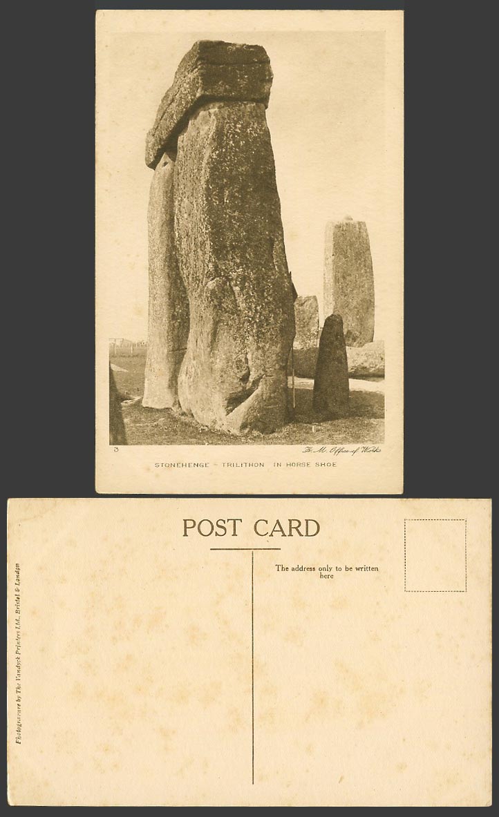 Stonehenge Stones Trilithon in Horse Shoe Salisbury Wiltshire Old Postcard