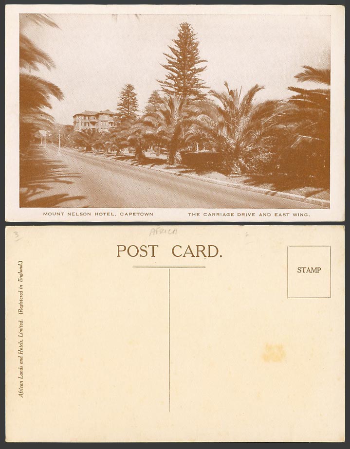 South Africa Old Postcard Mount Nelson Hotel Cape Town, Carriage Drive East Wing