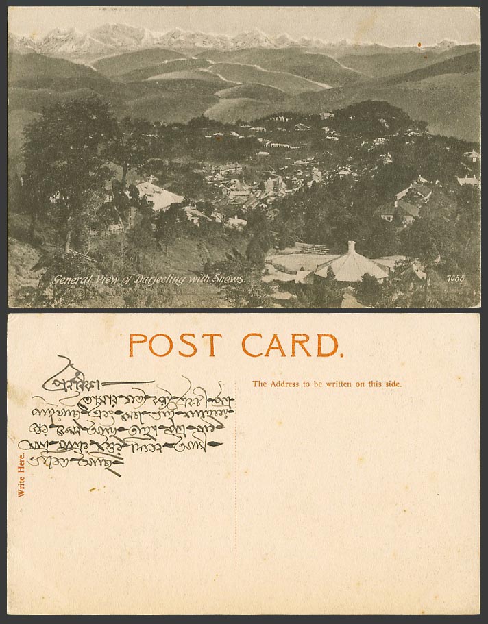 India Old Postcard General Views of Darjeeling with Snows, Snowy Mountains Hills