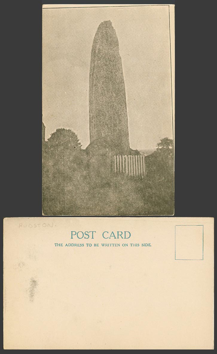 Rudston Monolith near Rudston Parish Church of All Saints Yorkshire Old Postcard