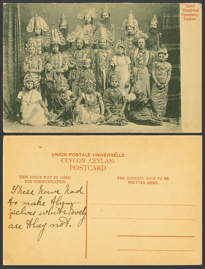 Ceylon Old Postcard Tamil Theatrical Company, Stage Costumes, Actors Actresses
