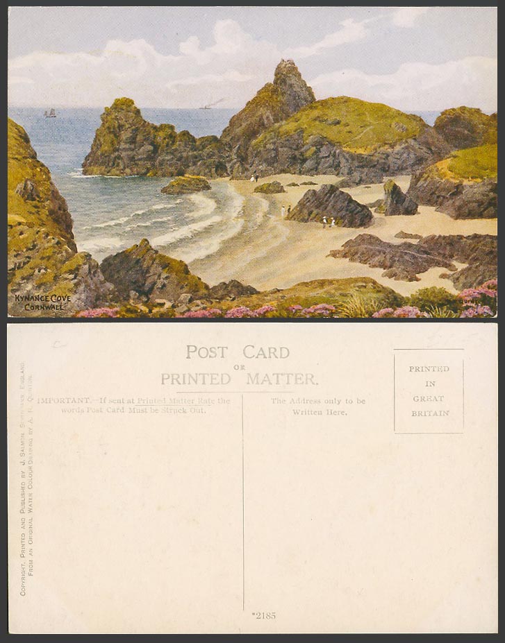 A.R. Quinton Old Postcard Kynance Cove Cornwall, Beach Seaside Panorama ARQ 2185