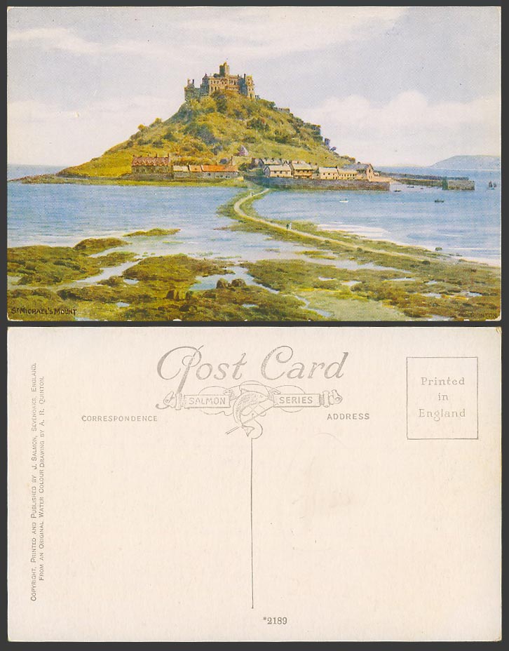 AR QUINTON Cornwall Old Postcard St. Michael's Mount Cornwall, Harbour Pier 2189