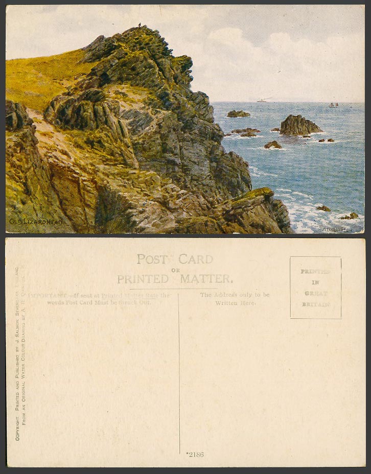 A.R. Quinton Vintage Postcard Old Lizard Head, Cliffs Rocks Coast, Cornwall 2186