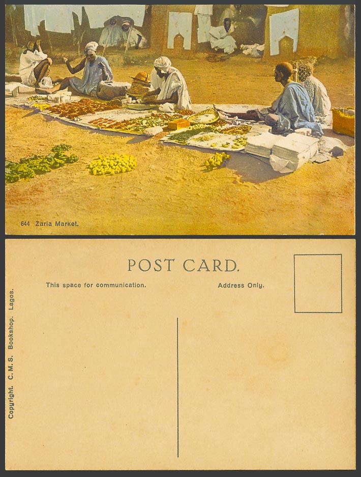 Nigeria Old Colour Postcard Zaria Market, Native Sellers Vendors Ethnic Life CMS