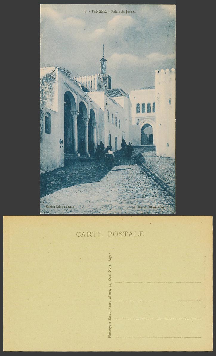 Morocco Old Postcard Tangier Tanger, Palais de Justice Law Courts, Street Scene
