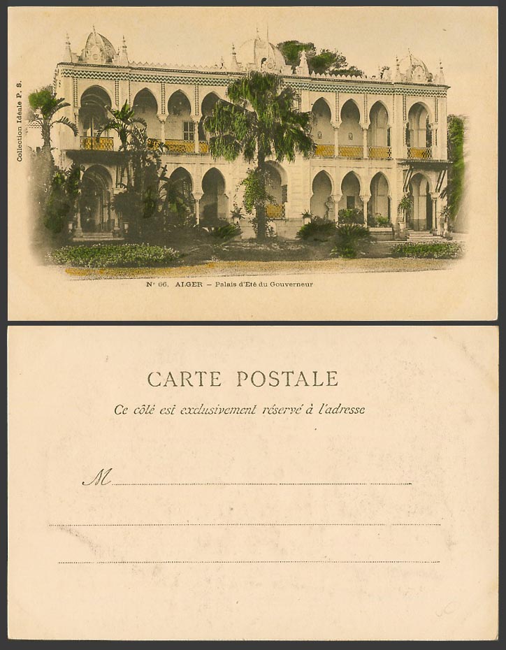 Algeria Old Hand Tinted UB Postcard Alger, Palais d'Ete du Gouverneur Palm Trees