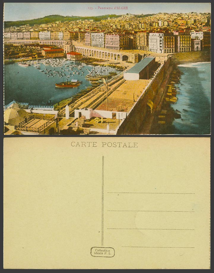 Algeria Old Colour Postcard Panorama d'Alger Algiers Boats Harbour Algiers Alger