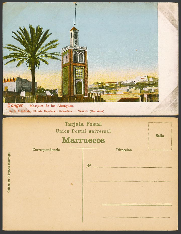 Morocco Old Postcard Tangier Tanger Mesquita de Los Aissagiias Mosque, Palm Tree
