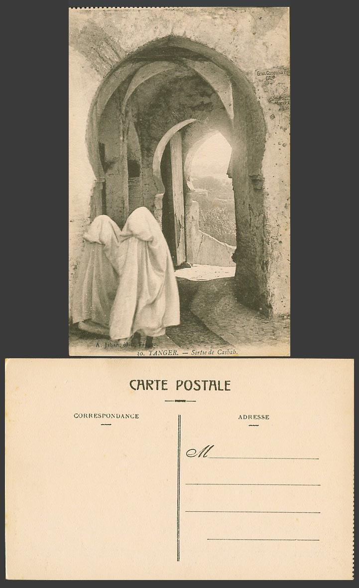 Morocco Old Postcard Tangier Tanger Sortie de Casbah Exit, Arched Gates, Natives