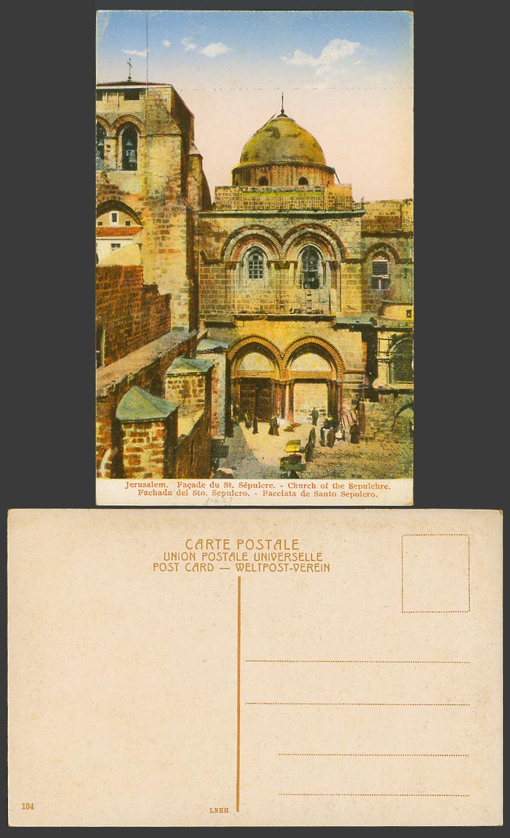 Palestine Jerusalem Old Colour Postcard, Front, Church of The Sepulchre Sepulcre