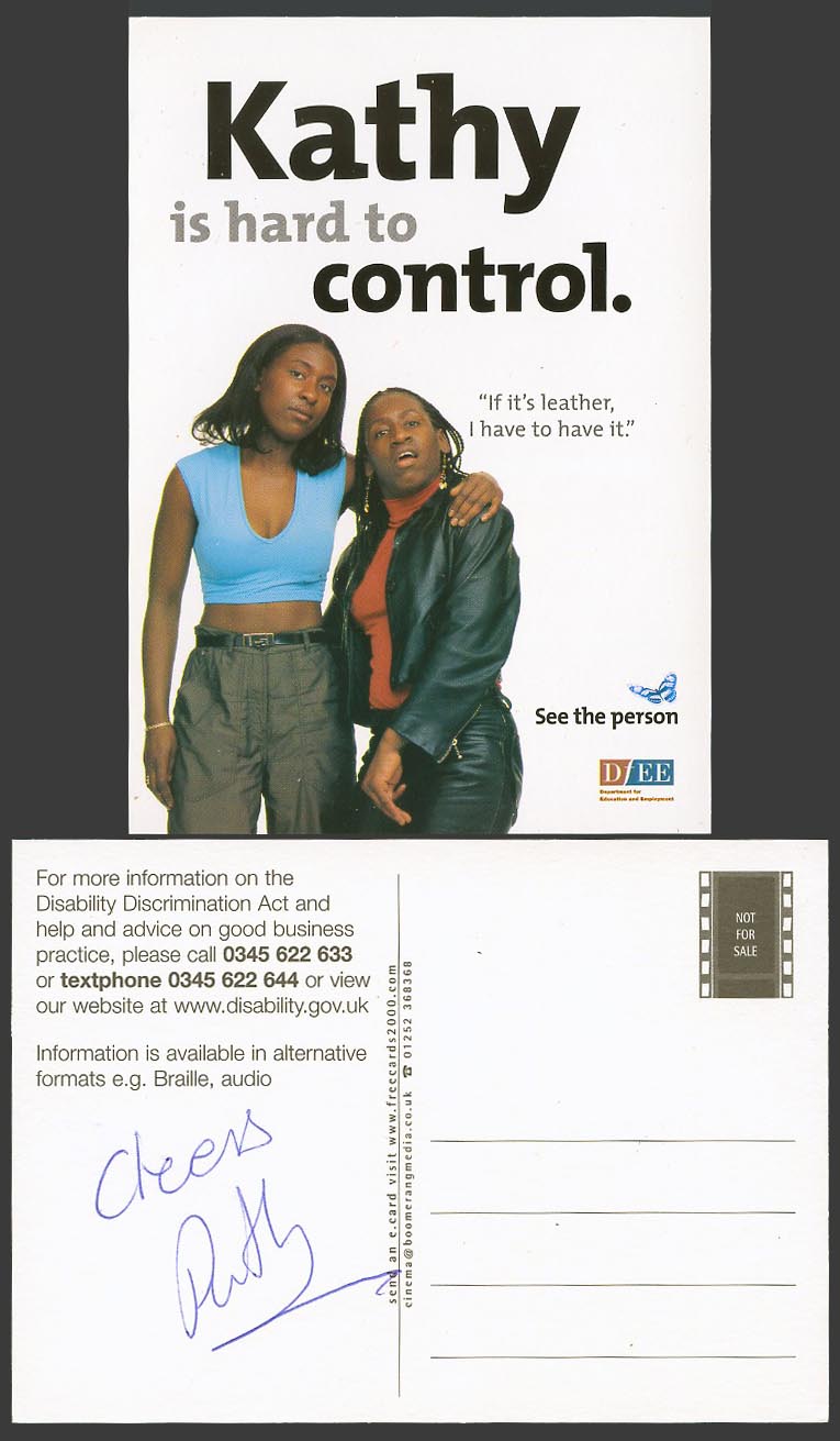 Black Girls Women Kathy is Hard to Control Leather Education Employment Postcard