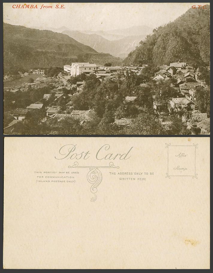 India Old Postcard Chamba from S.E. South East, Mountains, Panorama General View