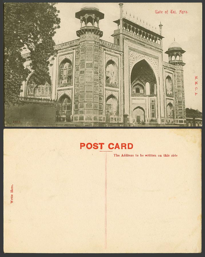India Indian Old Postcard The Entrance Gate of TAJ MAHAL, Agra, Gateway M.M.G.A.