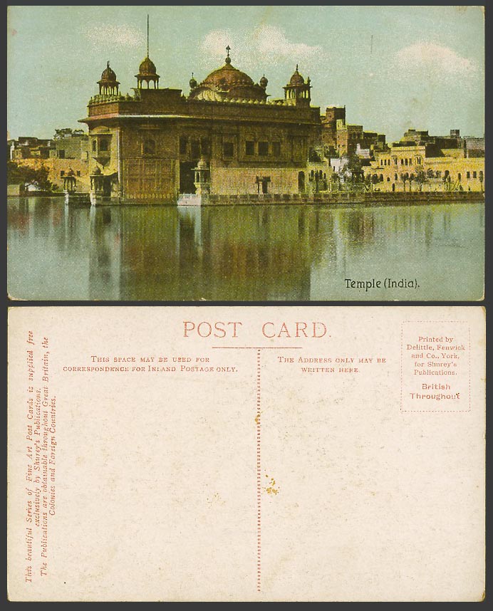 India Old Color Postcard GOLDEN TEMPLE Sikhs Darbar Sahib AMRITSAR Punjab Shurey