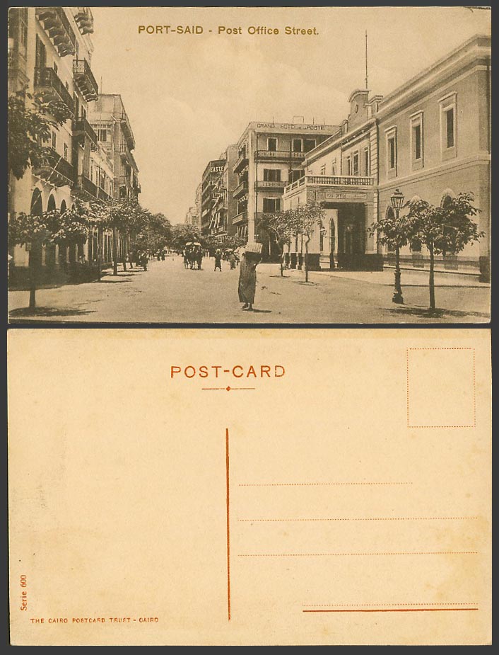 Egypt Old Postcard Port Said Post Office Street View Grand Hotel de la Poste 600