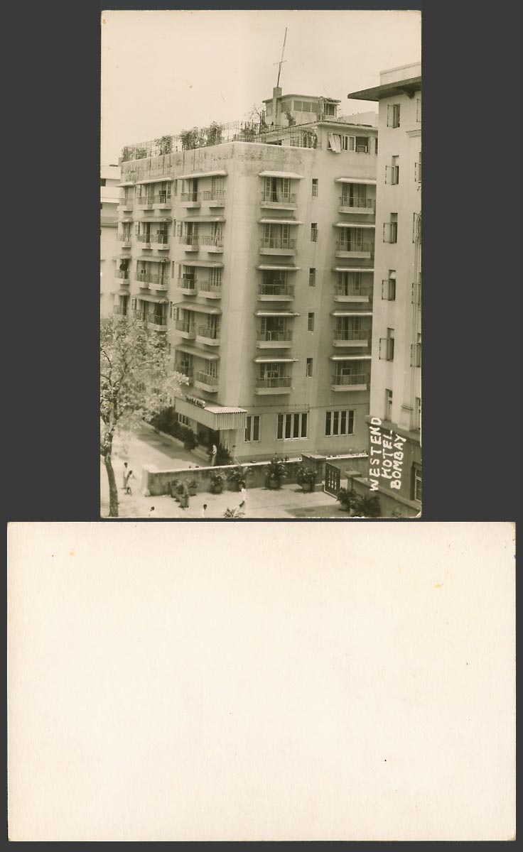 India Old Real Photo Postcard Westend West End Hotel Bombay, Buildings Pots Gate