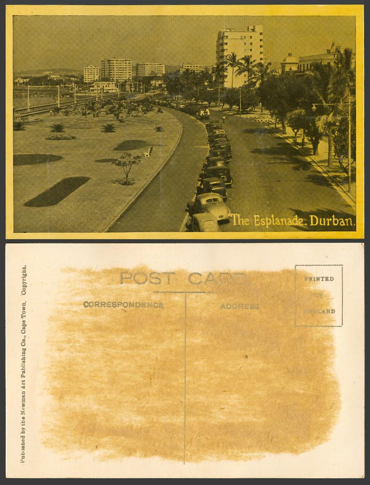 South Africa Old Postcard Durban, The Esplanade, Street Scene Vintage Motor Cars