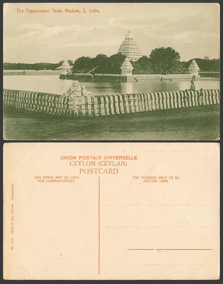 Indian Old Postcard The Teppakulam Teppacolam Tank Madura South S. India, Temple