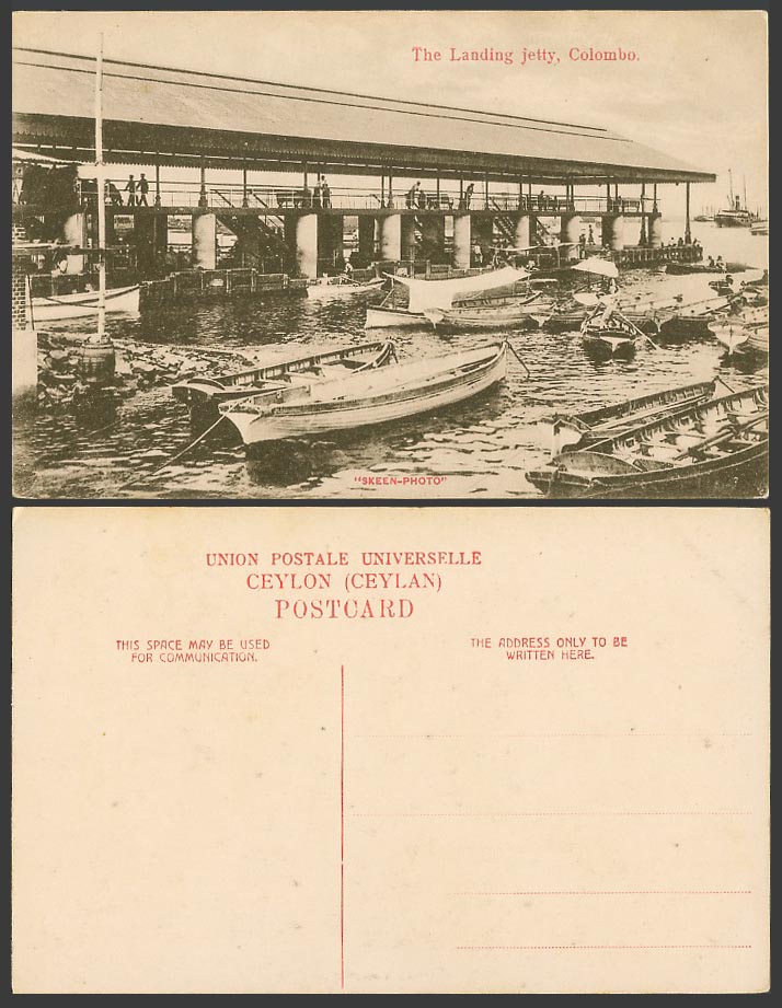 Ceylon Old Postcard The Landing Jetty Colombo, Native Boats, Harbour Skeen-Photo
