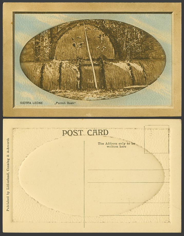 Sierra Leone Old Embossed Postcard Porroh Bush, Poro Purrah, Litherland, Canning