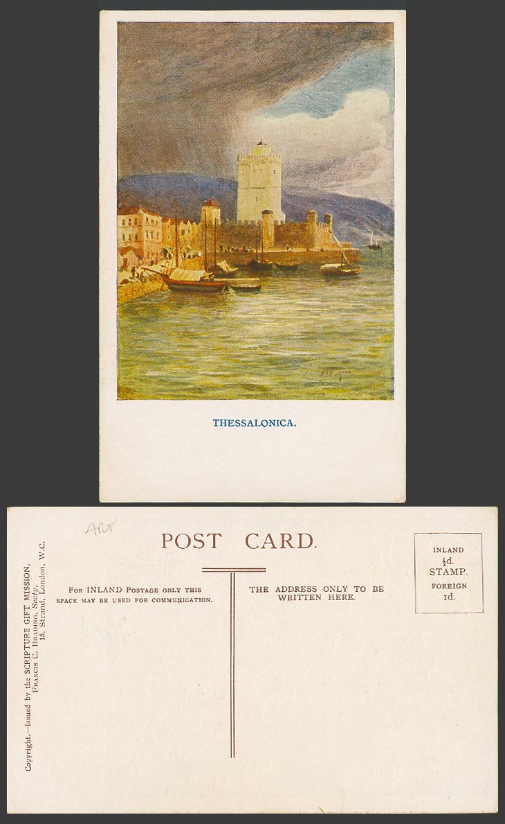 Greece Old Postcard Thessalonica Thessaloniki Salonica Boats Harbour H.A. Harper