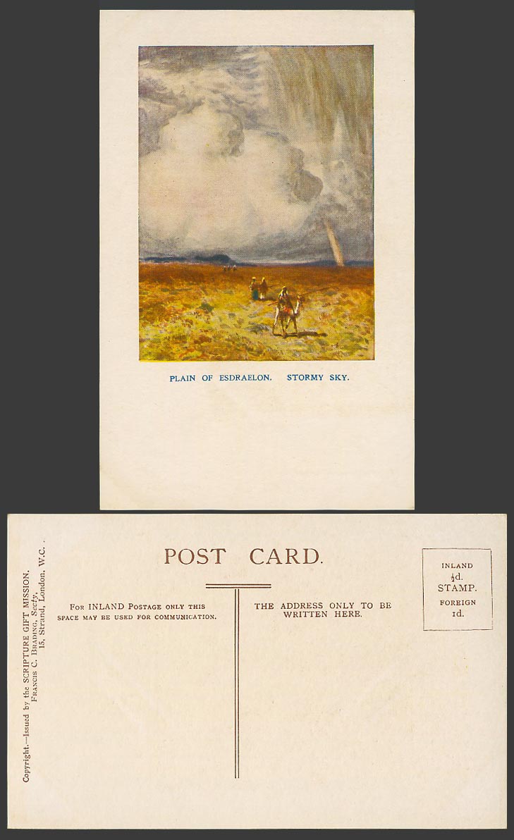 H.A. Harper Old Postcard Plain of Esdraelon Stormy Sky Palestine, Jezreel Valley