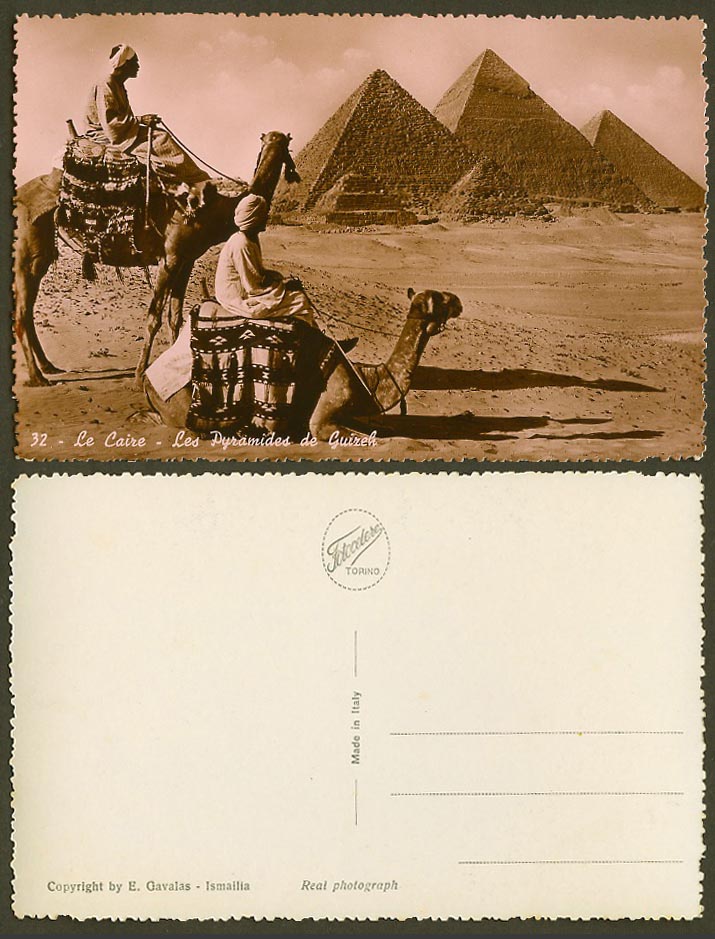Egypt Old Real Photo Postcard Le Caire, Pyramides de Guizeh, Cairo Giza Pyramids