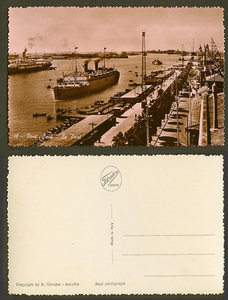 Egypt Old Real Photo Postcard Port Said Le Port Harbour Steamers Steam Ships 19.