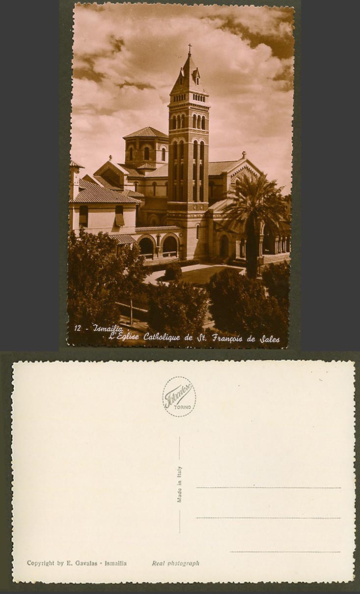 Egypt Old Photo Postcard Ismailia Eglise Catholique St. Francois de Sales Church