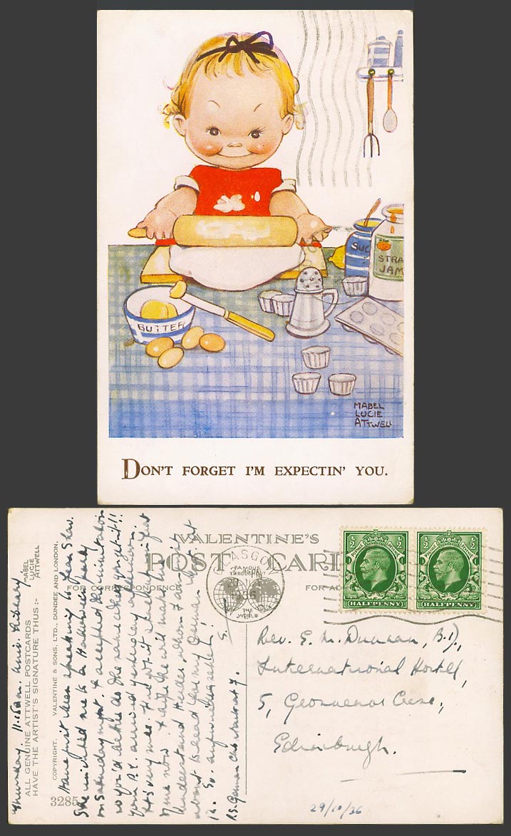 MABEL LUCIE ATTWELL 1936 Old Postcard Don't Forget I'm Expecting You. Eggs. 3285