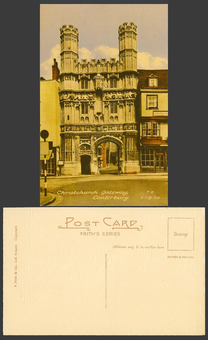 Christchurch Gateway Canterbury Kent Old Colour Postcard Frith's Series C.T.B.52