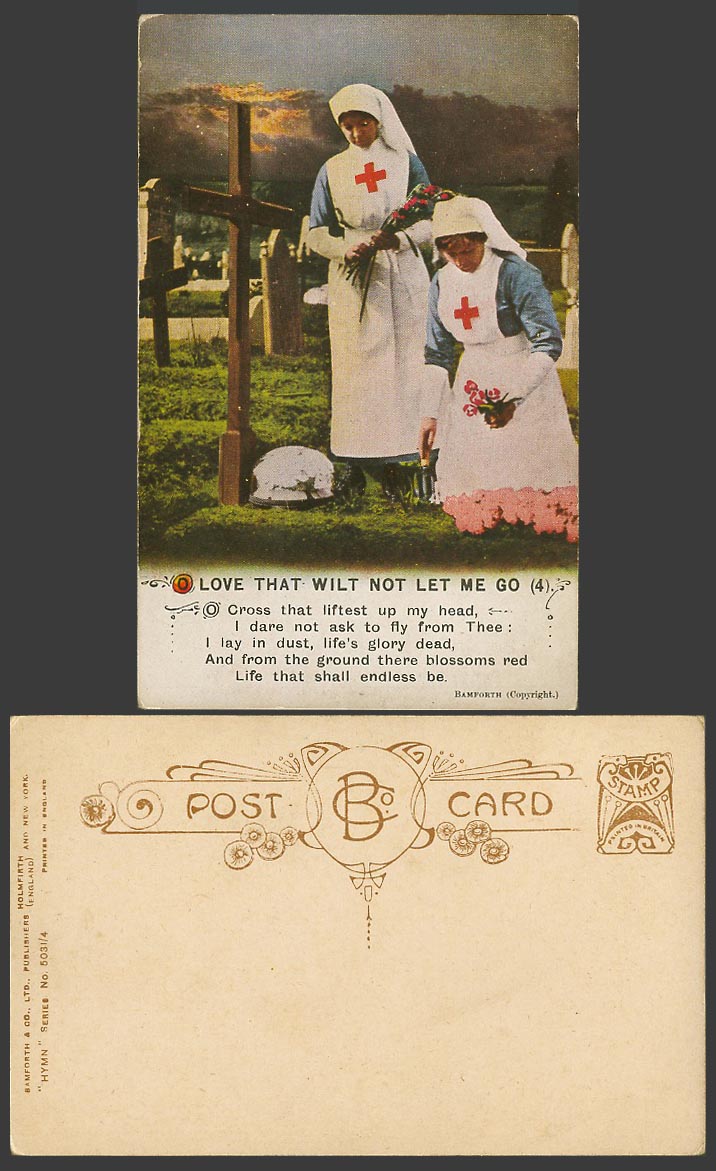 Love That Wilt Not Let Me Go (4) Song Card Red Cross Nurses, Graves Old Postcard