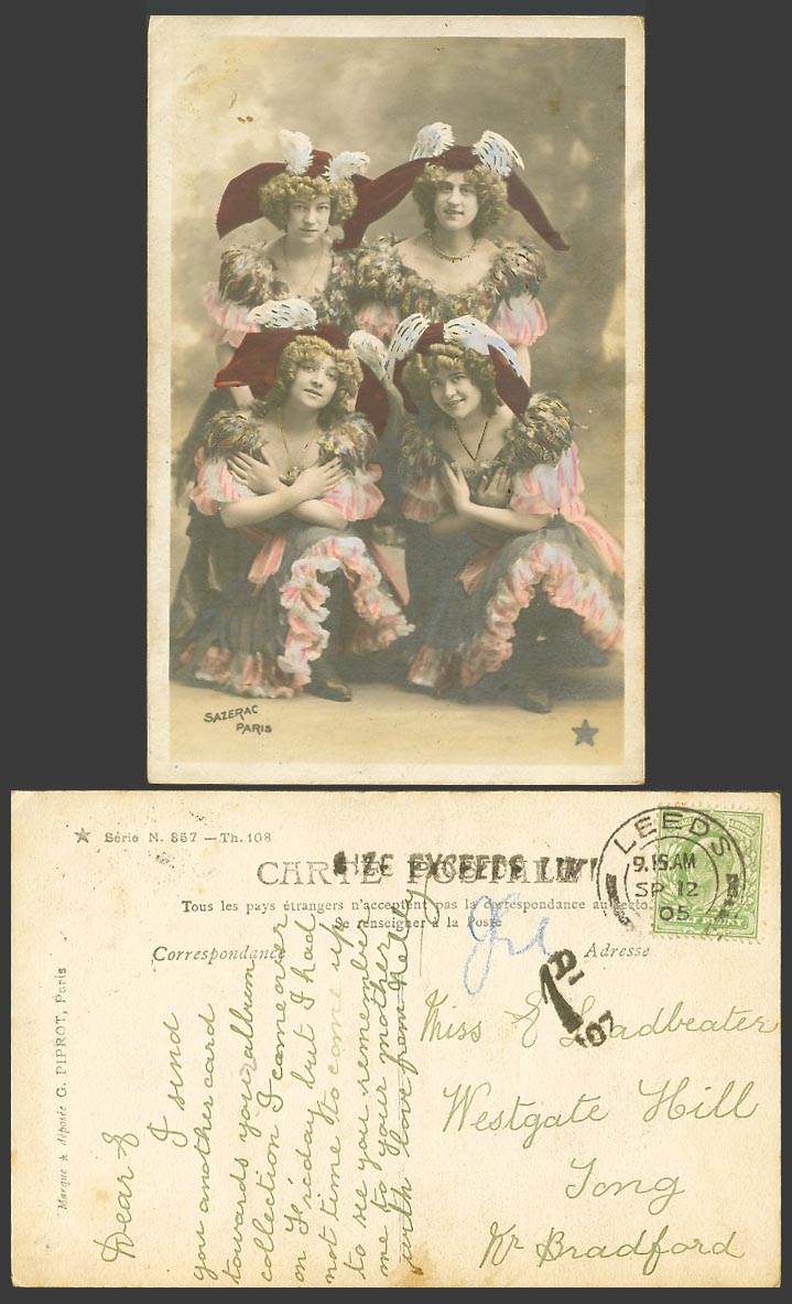 Actresses Performers Glamour Ladies Women Postage Due 1d. Dues 1905 Old Postcard