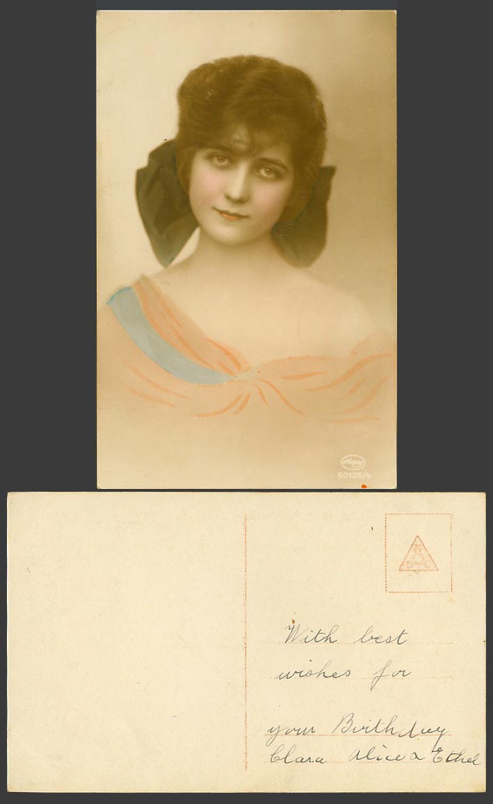 Actress Glamour Woman Glamorous Lady Girl Old Real Photo Hand-coloured Postcard