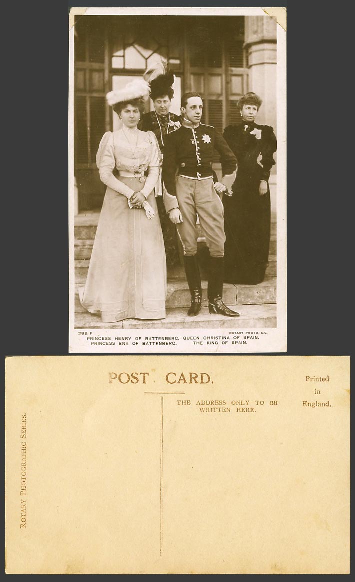 Princess Henry of Battenberg Princess Ena, King & Queen of Spain Old RP Postcard