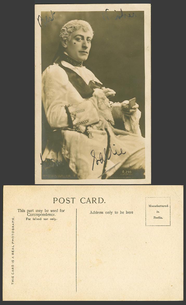 English Actor Lewis Waller Stage Costume Theatre Manager Old Real Photo Postcard