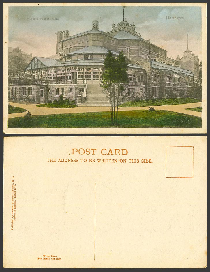Harrogate, Kursaal from Gardens, Yorkshire Old Colour Postcard Stewart & Woolf