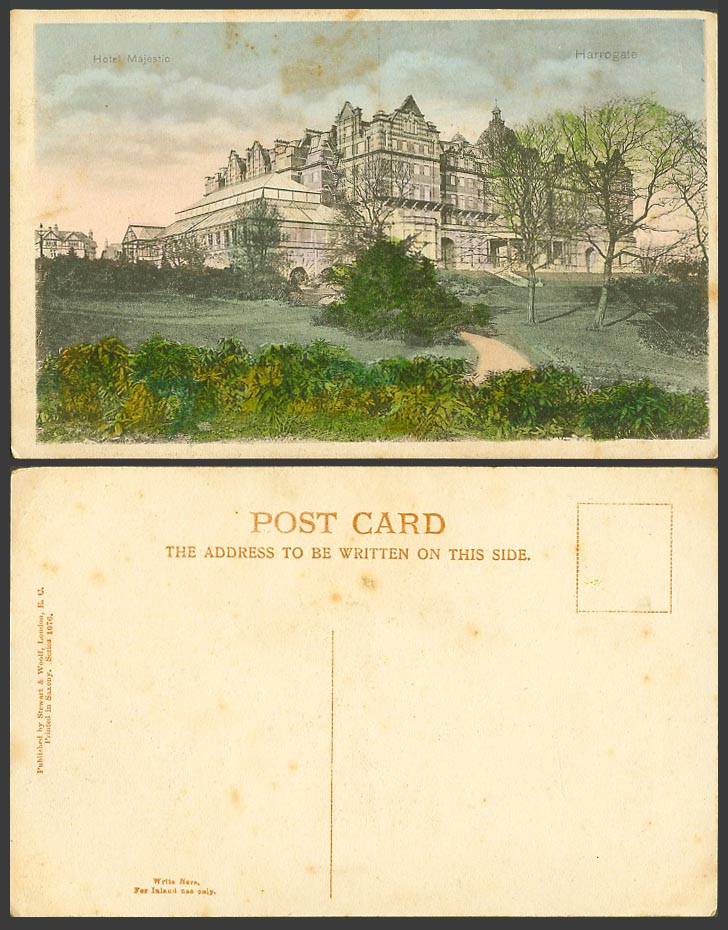 Harrogate, Hotel Majestic, Yorkshire Old Colour Postcard Stewart & Woolf No.1076