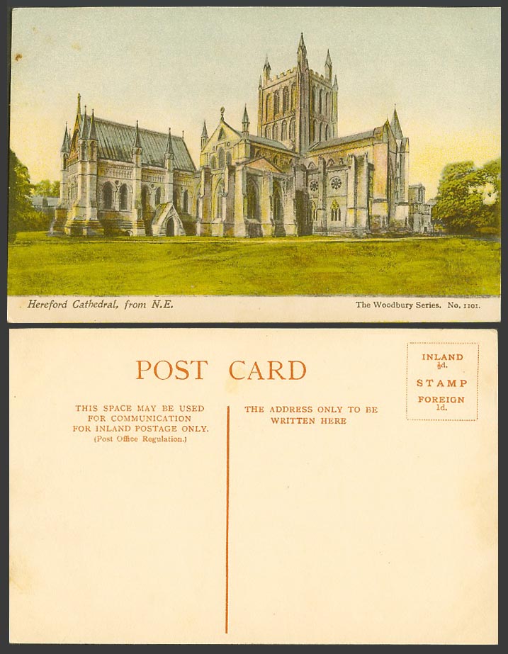 Hereford Cathedral from N.E. North East - Herefordshire Old Colour Postcard 1101