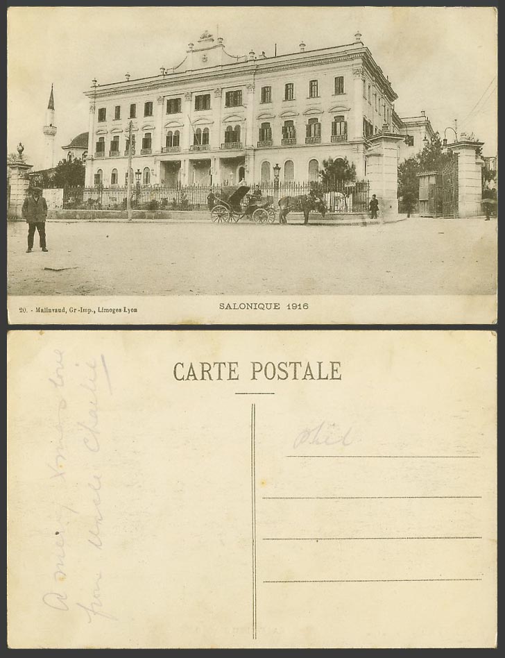 Greece 1916 Old Postcard Salonica Salonique Thessaloniki, Prefecture, Horse Cart