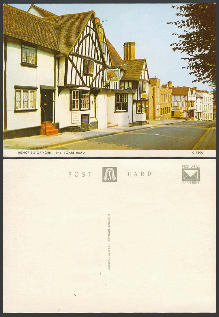 Bishop's Stortford The Boars Head Inn Timber Street Scene Hertfordshire Postcard