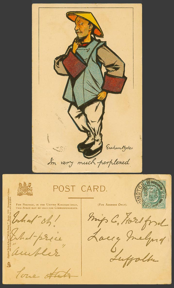 China Graham Hyde Chinaman I'm V M Perplexed Tuck's Write Away 1904 Old Postcard