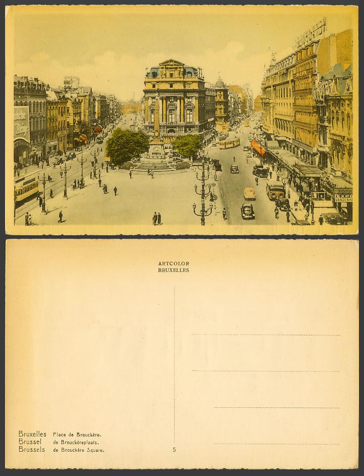 Belgium Old Colour Postcard Bruxelles, Place de Brouckere Square, Brussels, TRAM
