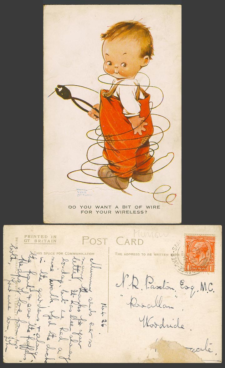 MABEL LUCIE ATTWELL 1926 Old Postcard You Want Bit of Wire For Ur Wireless? 697