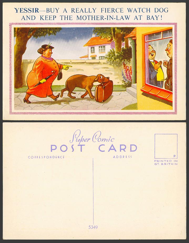 Yessir, Buy a Really Fierce Watch Dog and Keep Mother-in-law at bay Old Postcard